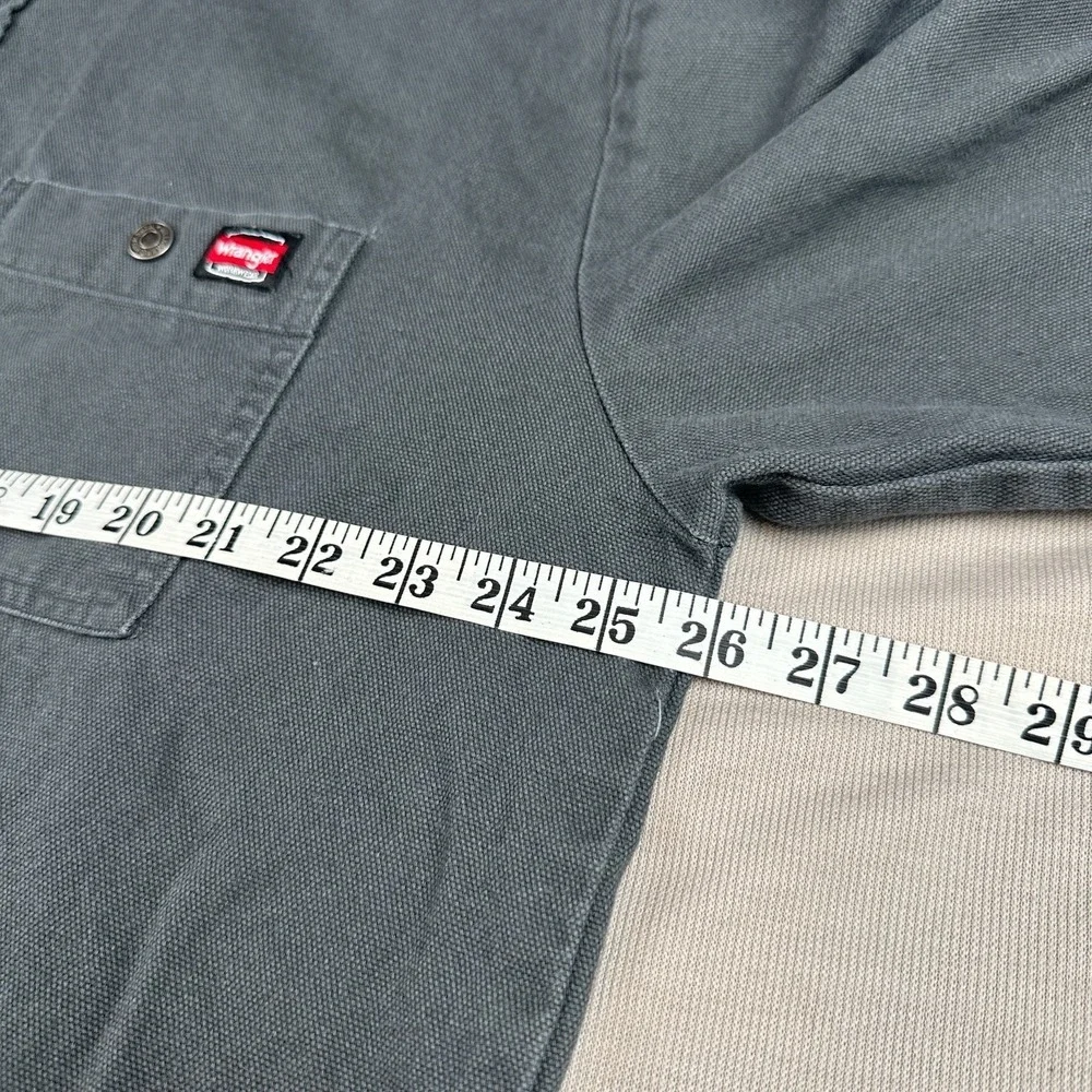 Wrangler Workwear Snap Shirt Hooded Jacket XL Gray Canvas (Drawstring Removed)